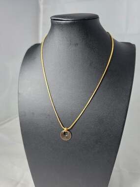 Twisted Silver Gold Tone Minimalist Disk Pendant Necklace